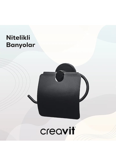 Creavit DR27015S Drop Tuvalet Kağıtlığı (Kapaklı) Siyah