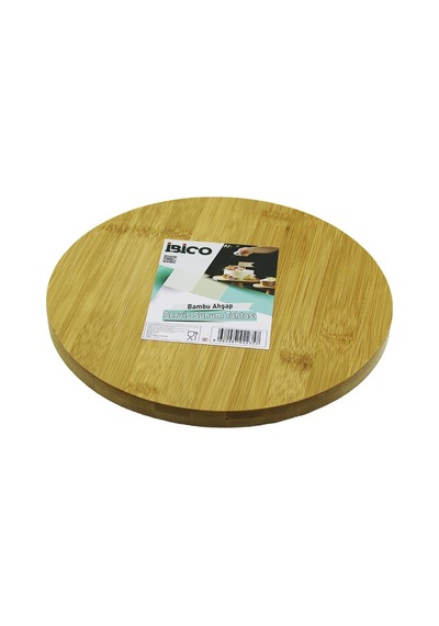 Yuvarlak 24.5cm Ayaklı 4cm Düz Yüzey Ahşap Bambu Sunum Tepsisi - Mini Sofra 5468 Çok Renkli