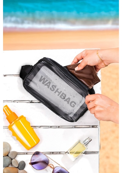 Porsima 3140 2li Şeffaf Seyahat Ve Makyaj Çantası Su Geçirmez Organizer Washbag