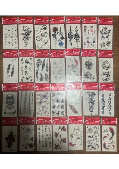 Airbrush Tattoo Minimal Yapıştırma Geçici Dövme Seti 30'lu Seri5