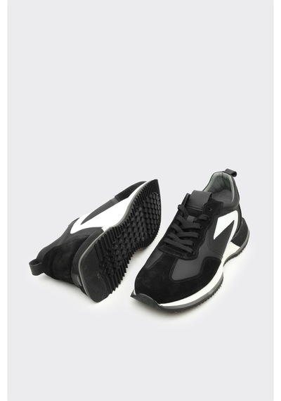 Derinet Hakiki Deri Comfort Erkek Sneaker Siyah Süet Siyah Süet