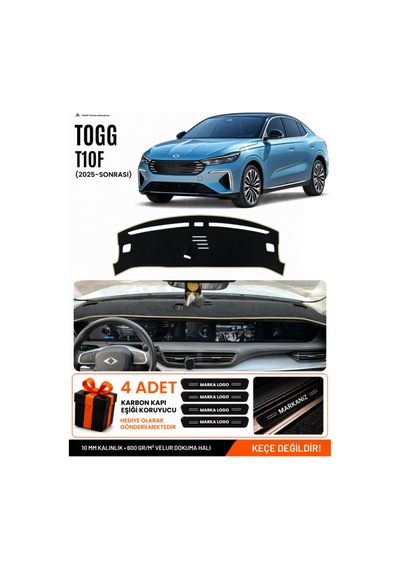 Togg T10f 2025 Ve Sonrası Uyumlu Torpido Örtüsü, Torpido Kılıfı - Siyah Bej