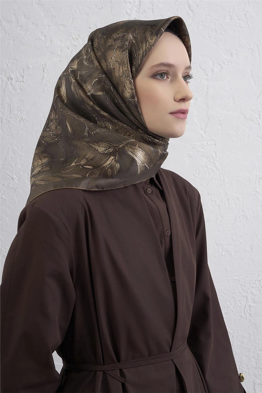Armine Saf İpek Sura Eşarp 9409d 84 Acı Kahve