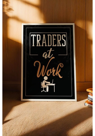 Traders At Work Motivasyon Temalı Çerçeveli Tablo Finans Ve Yatırım Serisi Ofis Duvar Dekoru Beyaz