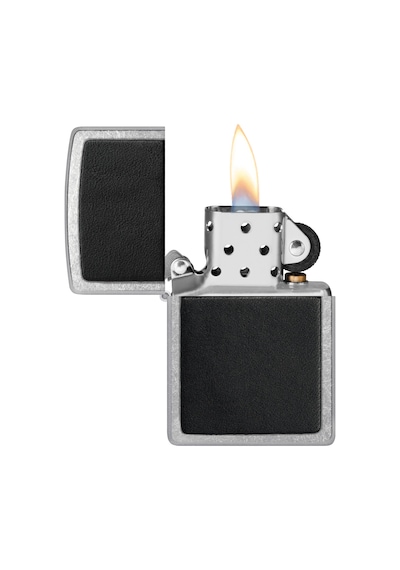Zippo Black Leather Emblem Dizayn Çakmak Gri