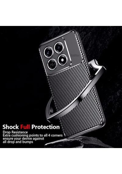 Xiaomi Mi 14t Pro Kılıf Kamera Çıkıntılı Karbon Desenli Silikon