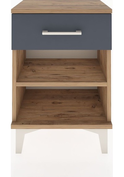 Arges Komodin Tek Raflı Tek Çekmeceli 44x30x64 Çam-antrasit Atlas Çam
