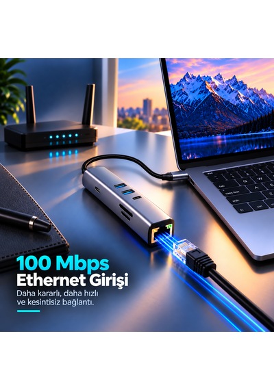 Woyax 7 İn 1 Type-c Usb Hub Çoklayıcı Dönüştürücü Converter 4k 30hz Hdmı 100w Pd Usb 3.0 Usb 2.0 Usb-c Sd/tf Kart Okuyucu 100 Mbps Ethernet Apple Uyumlu MacBook Laptop Tablet