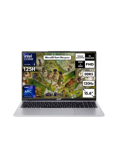 Acer Aspire Lite AL16-71P-52B1 NX.DCLEY.001HMF93 Ultra 5 125H 64 GB 512 GB 15.6" W10P Dizüstü Bilgisayar