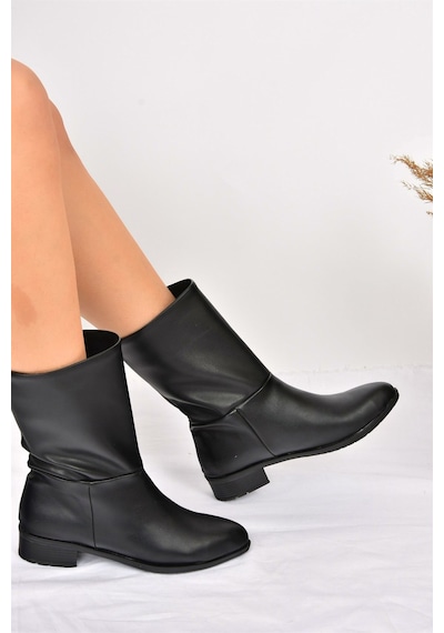 Fox Shoes  Siyah Düz Taban Günlük Kadın Bot L726597709 Siyah-Suni Deri