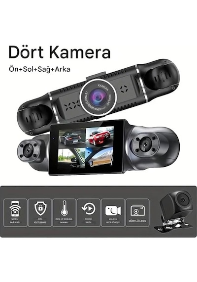 Araç Kamerası - 4 Kameralı - Gps Takip - G Sensör - 1080p Kayıt -
