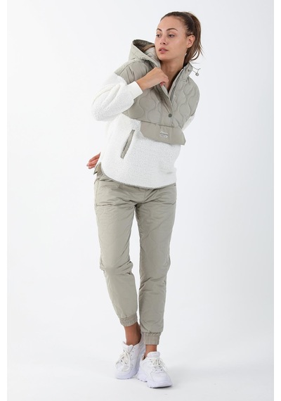 Maraton Sportswear Comfort Kadın Kapşonlu Uzun Kol Outdoor Ekru Sweatshirt 21441-ekru