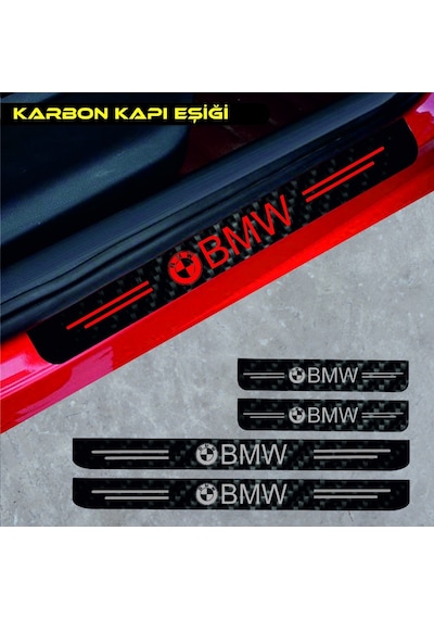 Bmw 116 İçin Uyumlu Aksesuar Oto Kapı Eşiği Sticker Karbon 4 Adet