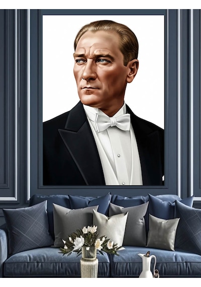 Smokinli Atatürk Portre Fotoğrafı Dekoratif Kanvas - Mdf Ahşap Tablo