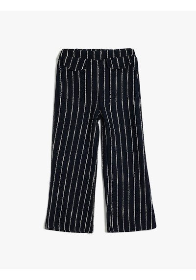 Koton Pantolon Beli Lastikli Cep Aplikeli Lacivert Çizgili 5wkg40223ak Lacivert