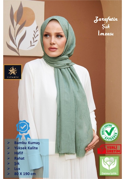 Bambu Kraş Şal Tesettür Giyim, Yüksek Kalite, Hafif, Rahat, Şık, Premium, Lux, Shawl, Scarf Mint Yeşili