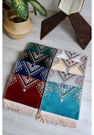 Kilim Desenli Astarlı Lüks Seccade S1020 Mavi Mavi
