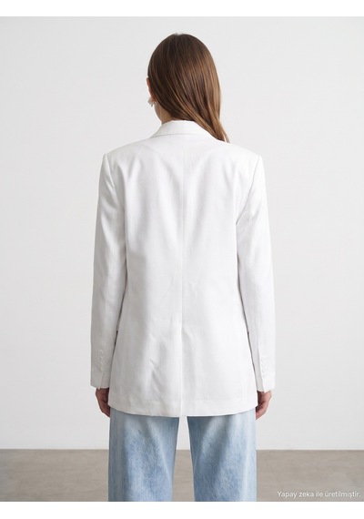 Dilvin 60815 Lyocell Karışımlı Blazer Ceket-beyaz