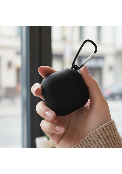 Caseonn Samsung Uyumlu Galaxy Buds 2 - Buds 2 Pro Kılıf Askı Aparatlı Mat Silikon Siyah