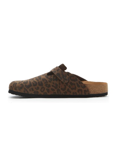 Comfortfusse Capri - Erkek Ortopedik Hakiki Deri Sabo Terlik Leopar Baskılı Deri