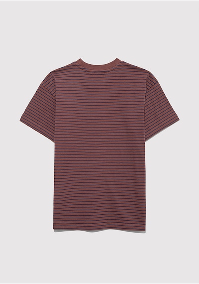Mavi Çizgili Tişört Loose Fit / Bol Rahat Kesim 6610390-90788 Kahverengi-90787