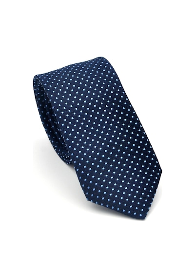 Gaffy Mavi Nokta Desenli Lacivert Dokuma Kumaş Mendilli Slim Fit Kravat // Sdk-2510-2 Lacivert