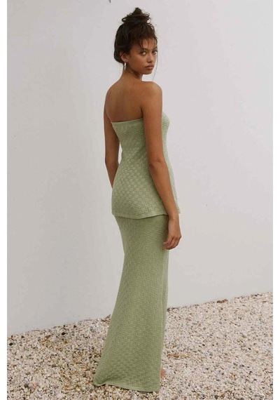 Aymer Wataya Top - Strapless, Pamuklu, Şık Tasarım Ve Maxi Etekle Tamamlayıcı Yeşil