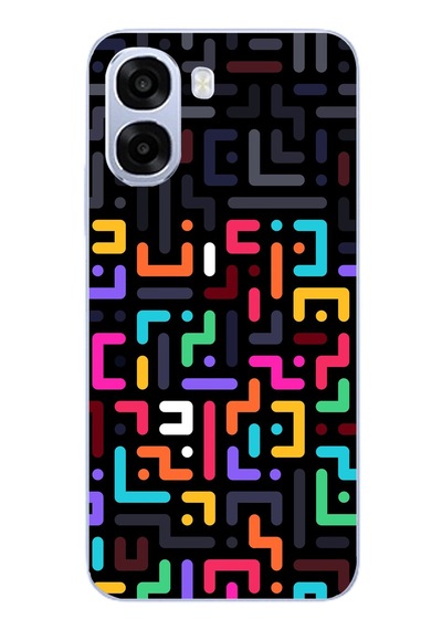 Oppo A6t - A6x Uyumlu Renkli Karışık Çizgiler Baskılı Silikon Kılıf