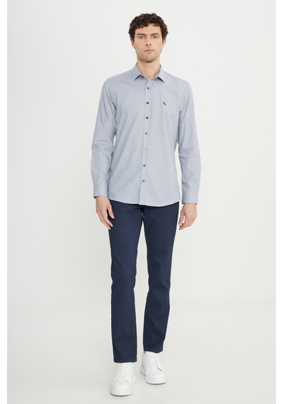 AC&Co / Altınyıldız Classics Erkek Lacı %100 Pamuk Flanel Slim Fit Dar Kesim Klasik Yaka Armürlü Gömlek Lacı