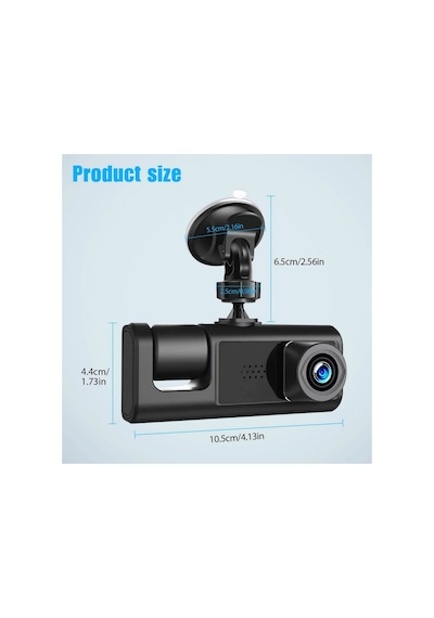Wifi Li 3 Kameralı Araç İçi Kamera Kayıt Cihazı 3 Lens Cardvr Dash Cam Ön İç Ve Geri Görüş Kamerası