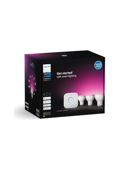 Philips Huewca 4.2w Gu10 Renkli Spot Akıllı Ampul 3'lü Başlangıç Seti Rgb - Ayarlanabilir Renk Sıcaklığı Ve Parlaklık