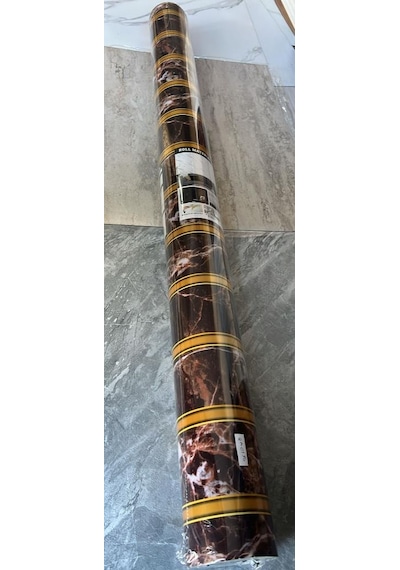 120cmx300cm Tek Parça Yapışkanlı Rulo Gold Çizgili Mermer Desenli Duvar Paneli Kağıdı Beykent Qm0134
