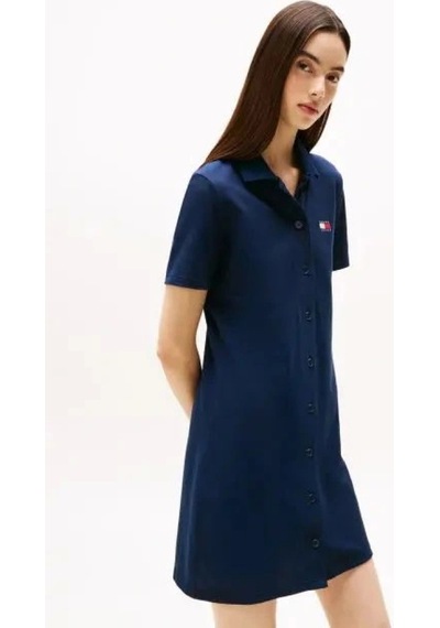 Tommy Jeans Tommy Hilfiger Kadın Lacivert Pique Polo Elbise Çok Renkli