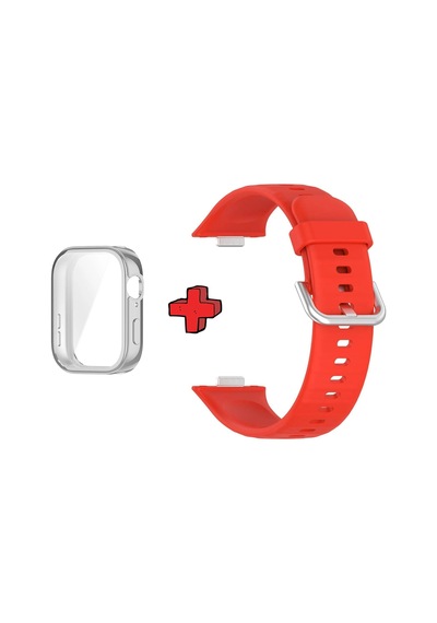 Watch Fit 3 İle Uyumlu Kasa Ekran Koruyucu Ve Jel Silikon Kordon 2in1 Renk111
