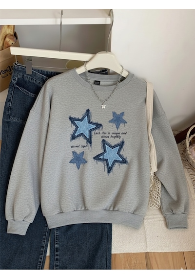 Uyguntarz Unisex Eternal Light Baskılı Tasarım Oversize Bisiklet Yaka Sweatshirt Gri