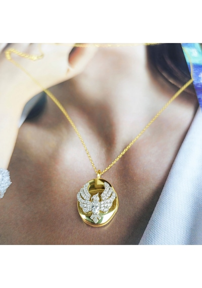 925 Ayar Gümüş Uzak Şehir Alya Anka Kuşu Kolyesi Rose - Gold -  Gümüş