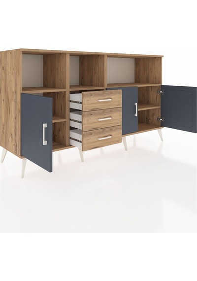Hyperion Konsol 5 Raflı 3 Çekmeceli 3 Kapaklı 176x44x99 Çam-antra Çam-antrasit/çam Hyperion Konsol 5 Raflı 3 Çekmeceli 3 Kapaklı 176x44x99 Çam-antra Çam-antrasit/çam