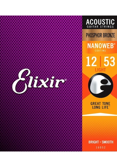 Elixir 16052 Nanoweb Phosphor Bronze Akustik Gitar Teli 12-53