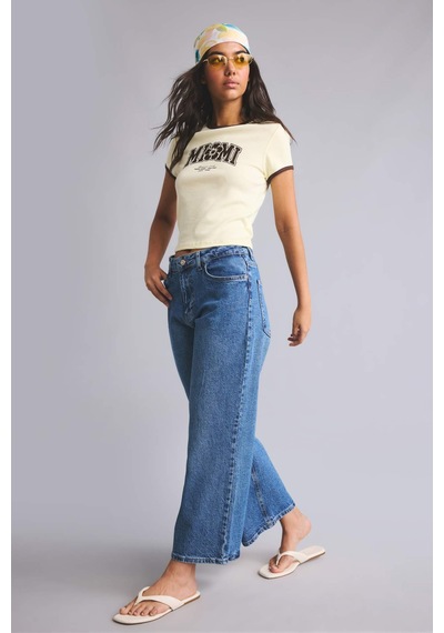 Defacto Culotte Fit Geniş Paça Yüksek Bel Mavi Pantolon H7624ax26aunm28 Mavi-nm28