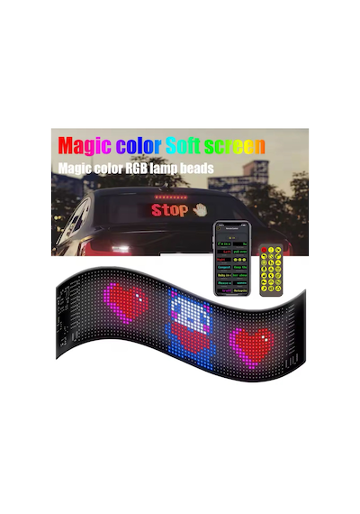 Araç Led Kayan Yazı Emoji Matrix Panel Kişiselleştirilebilir Telefon App Kontrollü Uzaktan Kumandalı