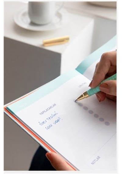 15x21 Keten Süresiz Planlayıcı Ajanda Defter Pembe