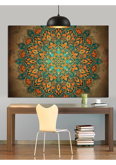 Karmaşık Geometrik Mandala Desenli Sanat Dekoratif Kanvas - Mdf Ahşap Tablo