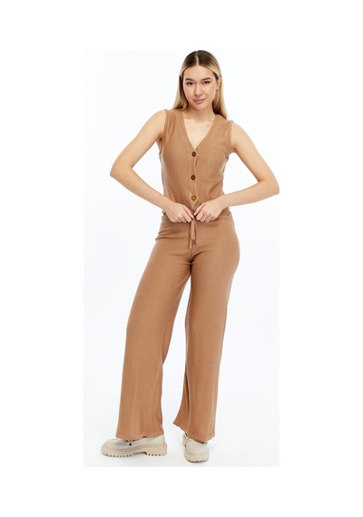 Selectmoda Kadın Kolsuz Triko Takım Kahverengi