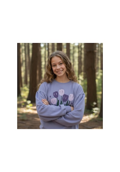 Fesshera Kids Kız Çocuk Sweatshirt Balon Kol Baskılı Oversize Pamuklu Sweatshirt / Geniş Kalıp Uzun Kollu Tişört Mor Fesshera Kids Kız Çocuk Sweatshirt Balon Kol Baskılı Oversize Pamuklu Sweatshirt / Geniş Kalıp Uzun Kollu Tişört Mor