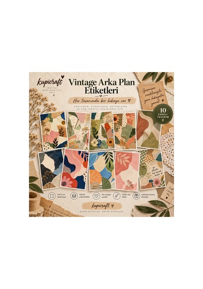10 Sayfa Vintage Arka Plan Etiketi Vintage Ajanda Scrapbook Journal 0