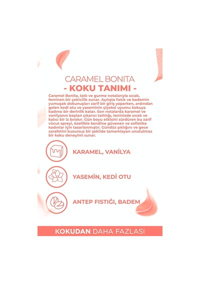 Caramel Bonita Parfümlü Kadın Vücut Spreyi Çekici Ve Etkileyici Vücut Misti Body Mist Spray 150ml