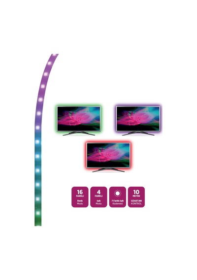 House Pratik Hp88 Uzaktan Kumandalı Tv Arkası Rgb Led Aydınlatma Beyaz