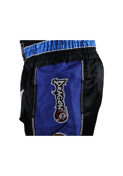 Dragondo Mt3018 Muaythai Şortu Nakışlı Muay Thai Şortu Mavi - Siyah