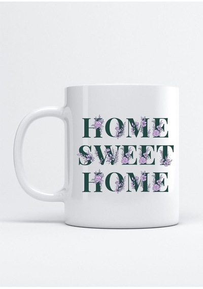 Home Sweet Home Baskı Porselen Kupa Bardak Beyaz