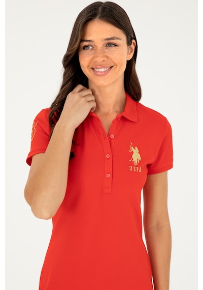 U.S. Polo Assn. Kadın Kırmızı Polo Yaka Mini Boy Örme Elbise 50280069-VR030